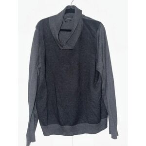 Marc Anthony Sweater Mens 2XL Gray Shawl Collar Slim Fit Cashmere Merino Blend